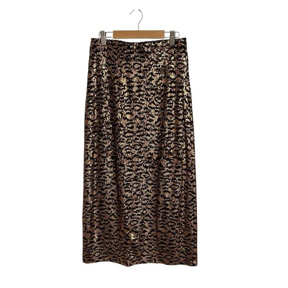 Zara Sequin Animal Print Midi Skirt Pull on Small - Picture 4 of 7